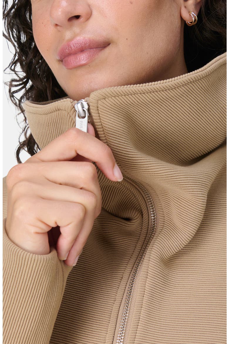Peaceful Rib Half Zip Sweatshirt, Alternate, color, SEPIA BROWN