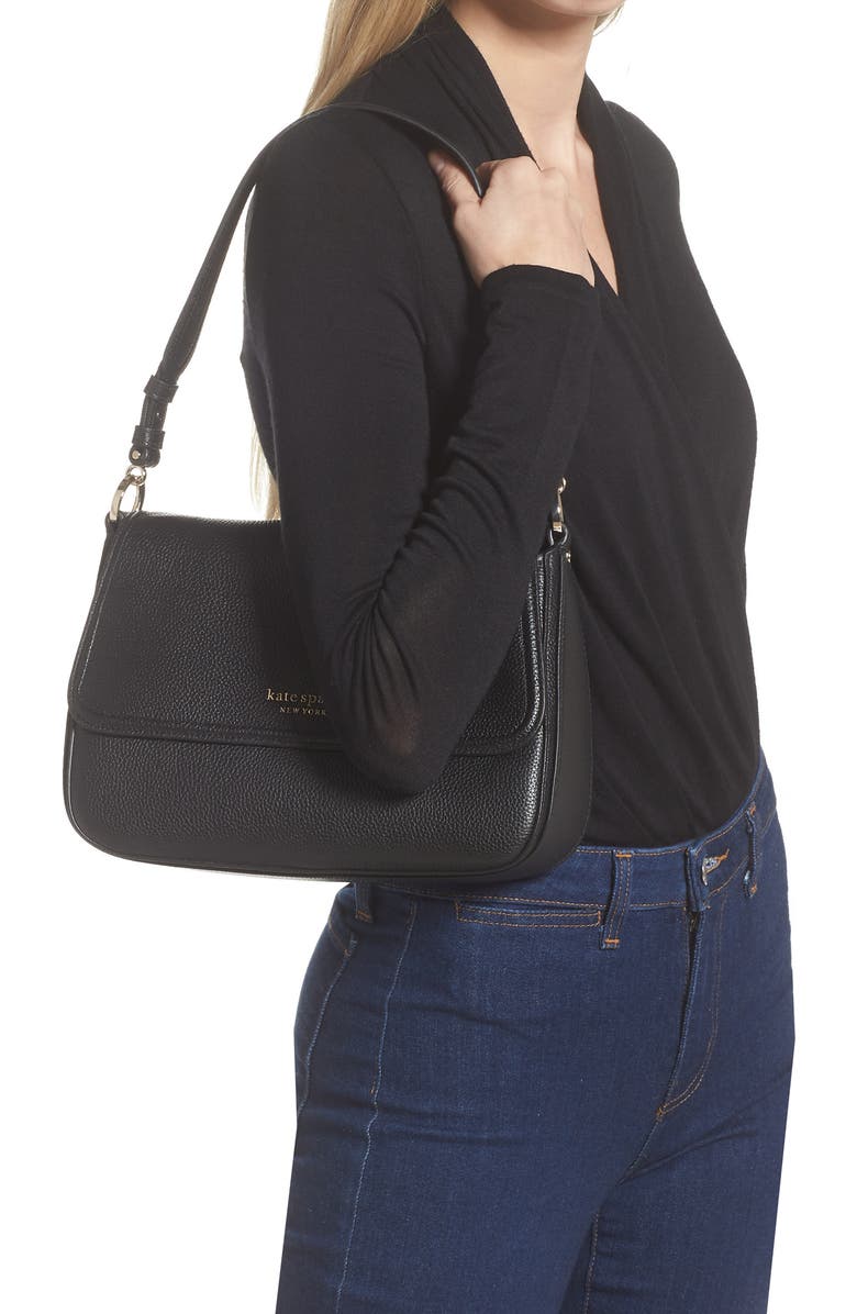 Kate Spade New York hudson pebble leather medium convertible shoulder bag, Alternate, color,