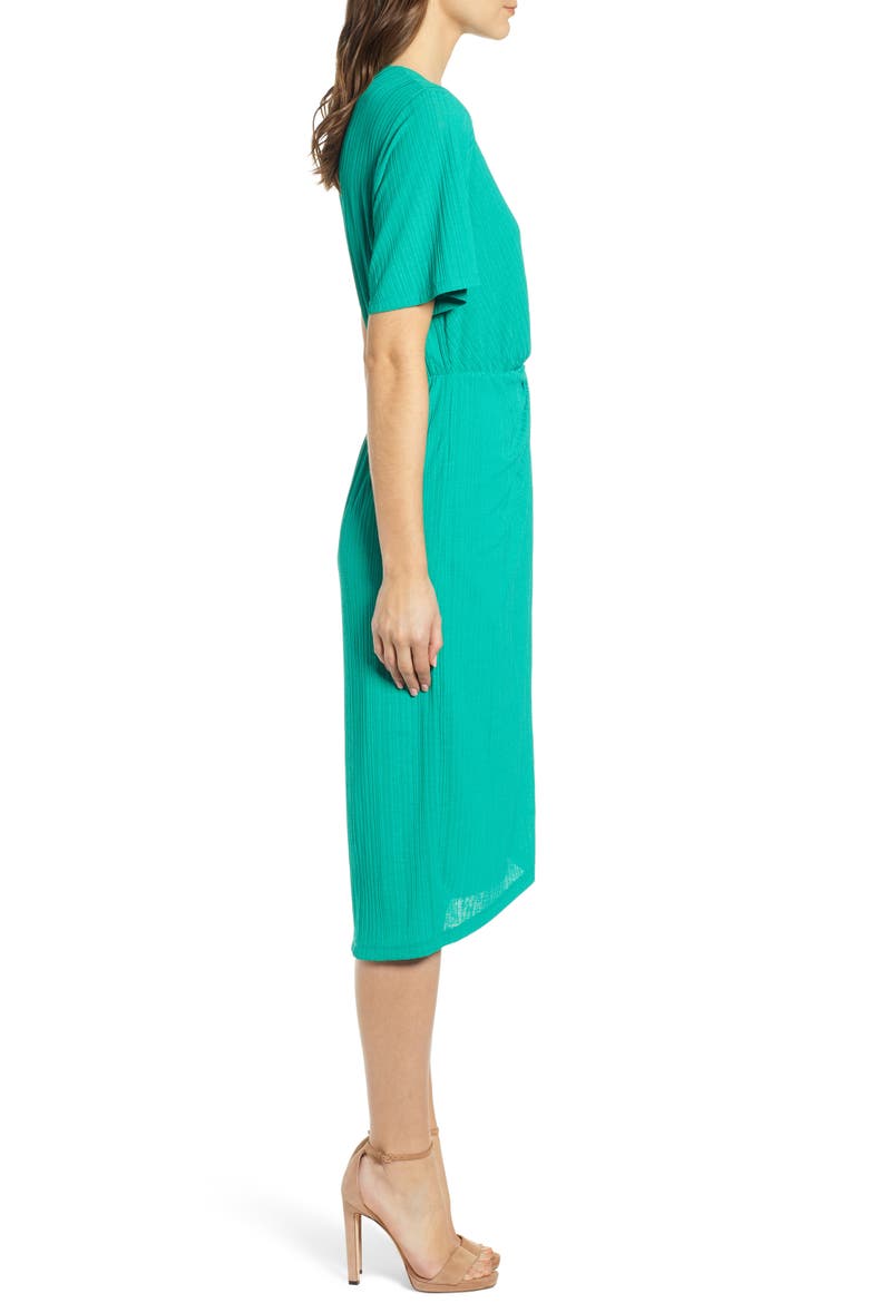 Knot Front Midi Dress, Alternate, color, PINE GREEN