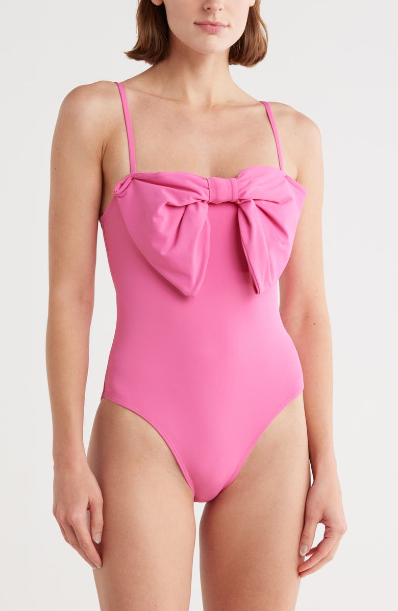 Hutch Bow One-Piece Swimsuit, Main, color, Fandango Pink