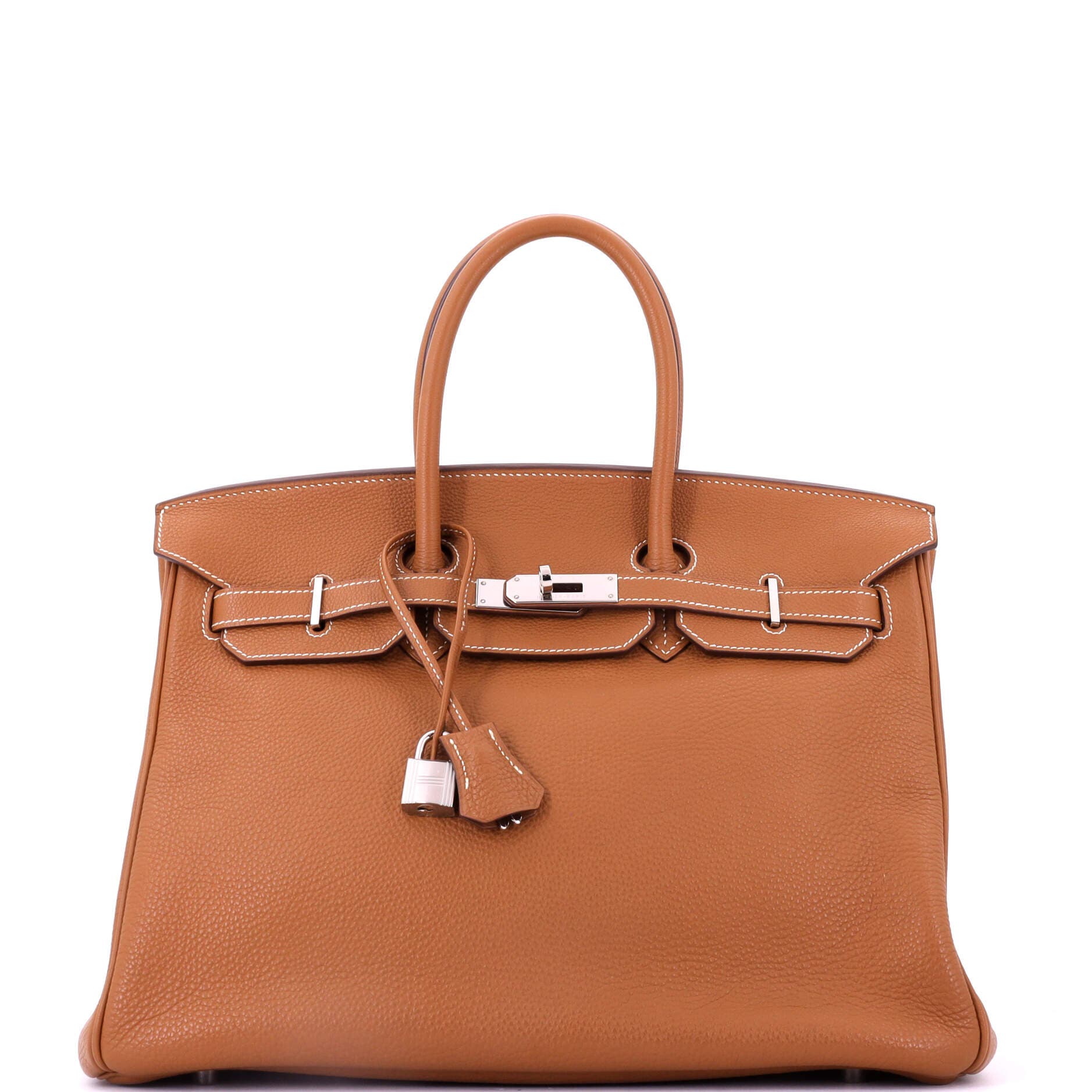 Pre-Owned Hermes Birkin Handbag Brown Togo with Palladium Hardware 35, Main, color, Gold