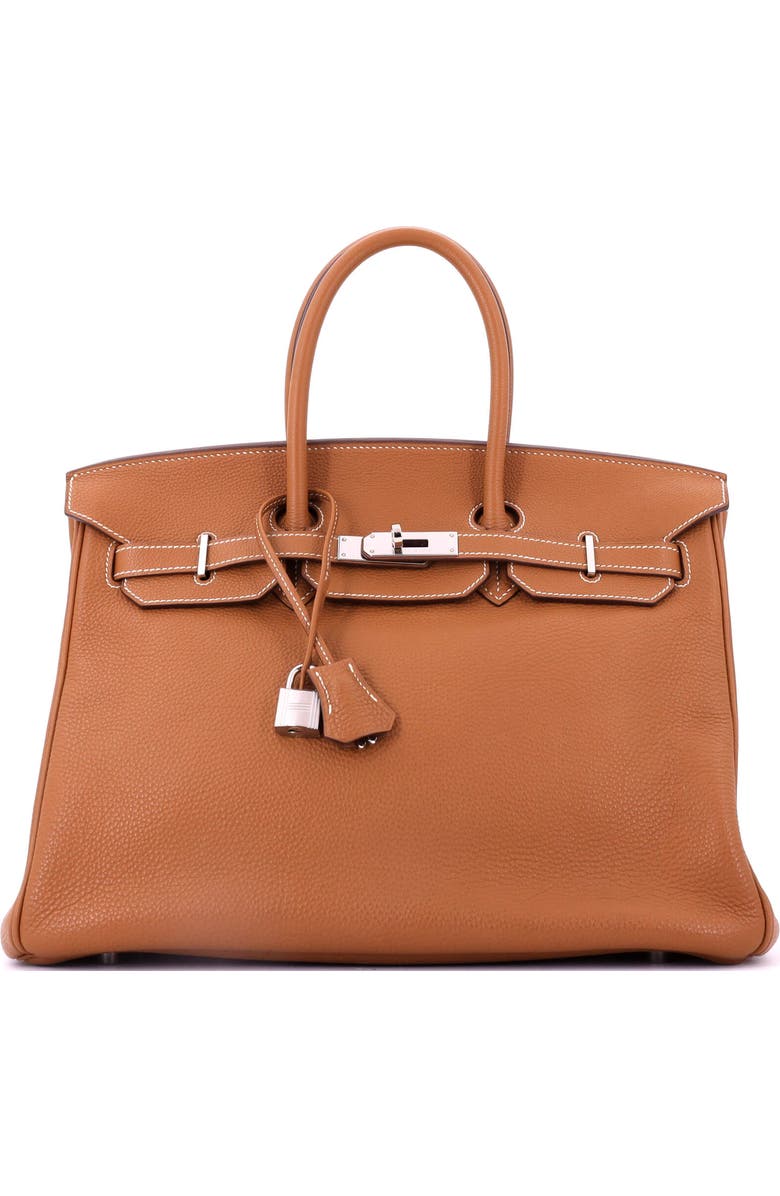 Pre-Owned Hermes Birkin Handbag Brown Togo with Palladium Hardware 35, Main, color, Gold