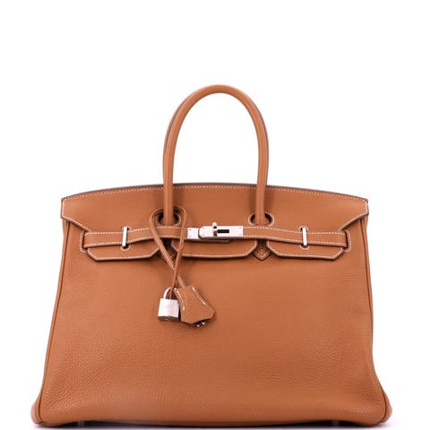 Birkin Handbag Brown Togo with Palladium Hardware 35
