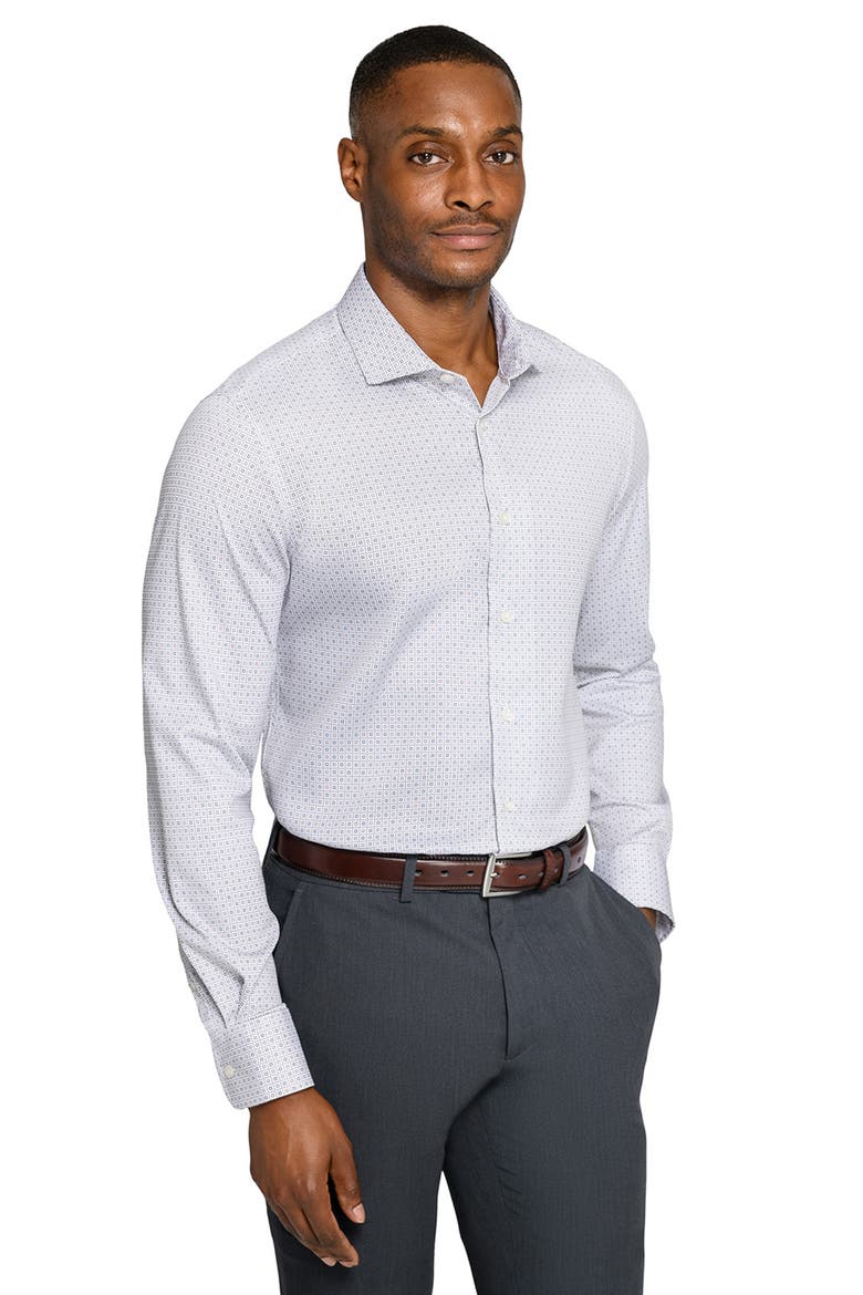 Reworked Slim Fit Geometric Print Cotton Dress Shirt, Alternate, color, WHITE