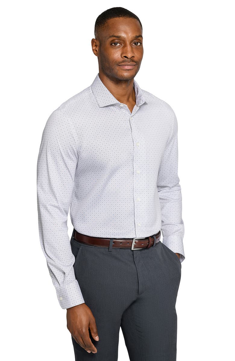 W.R.K Reworked Slim Fit Geometric Print Cotton Dress Shirt, Alternate, color, White