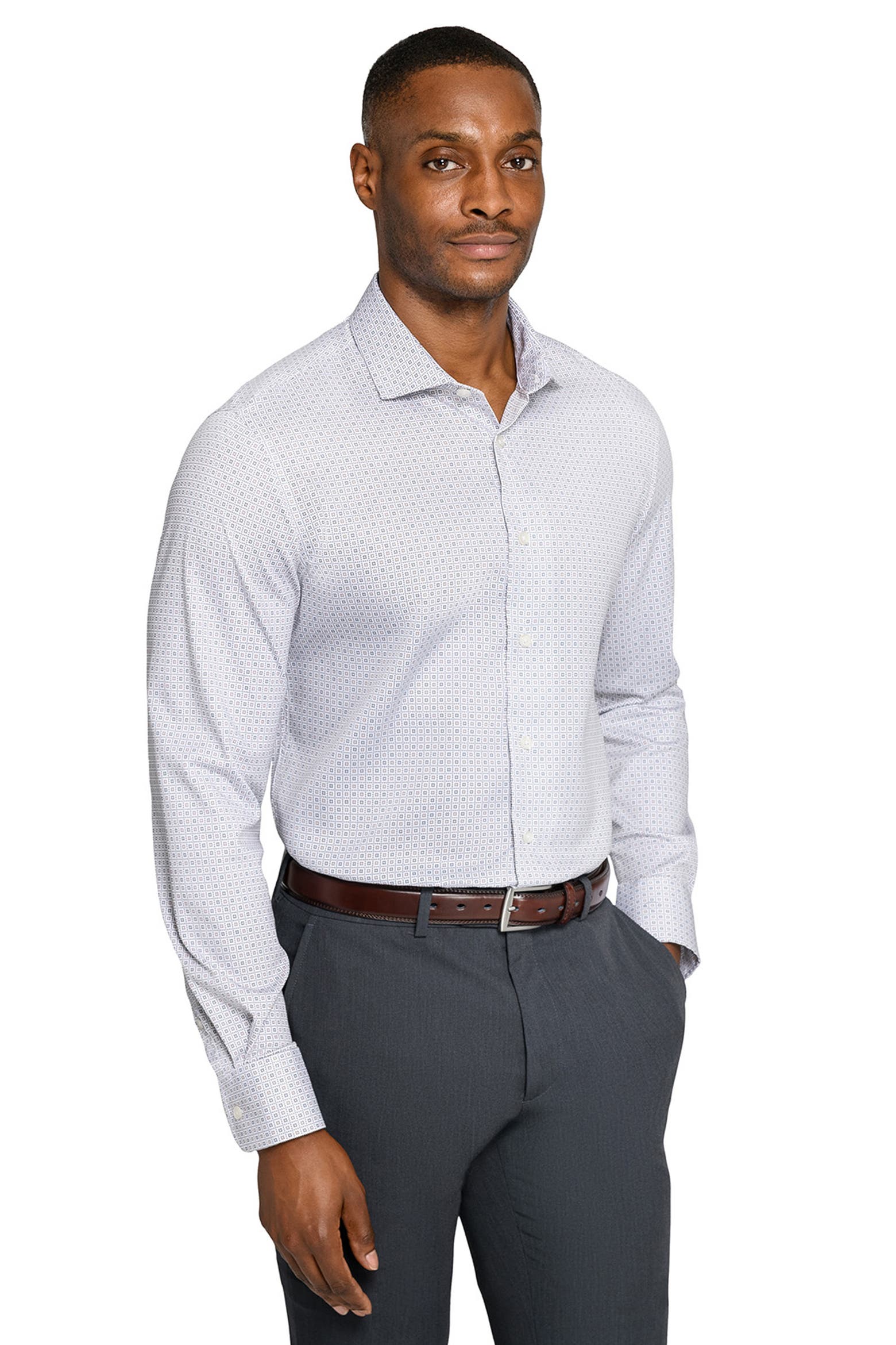 W.R.K Reworked Slim Fit Geometric Print Cotton Dress Shirt (Men ...