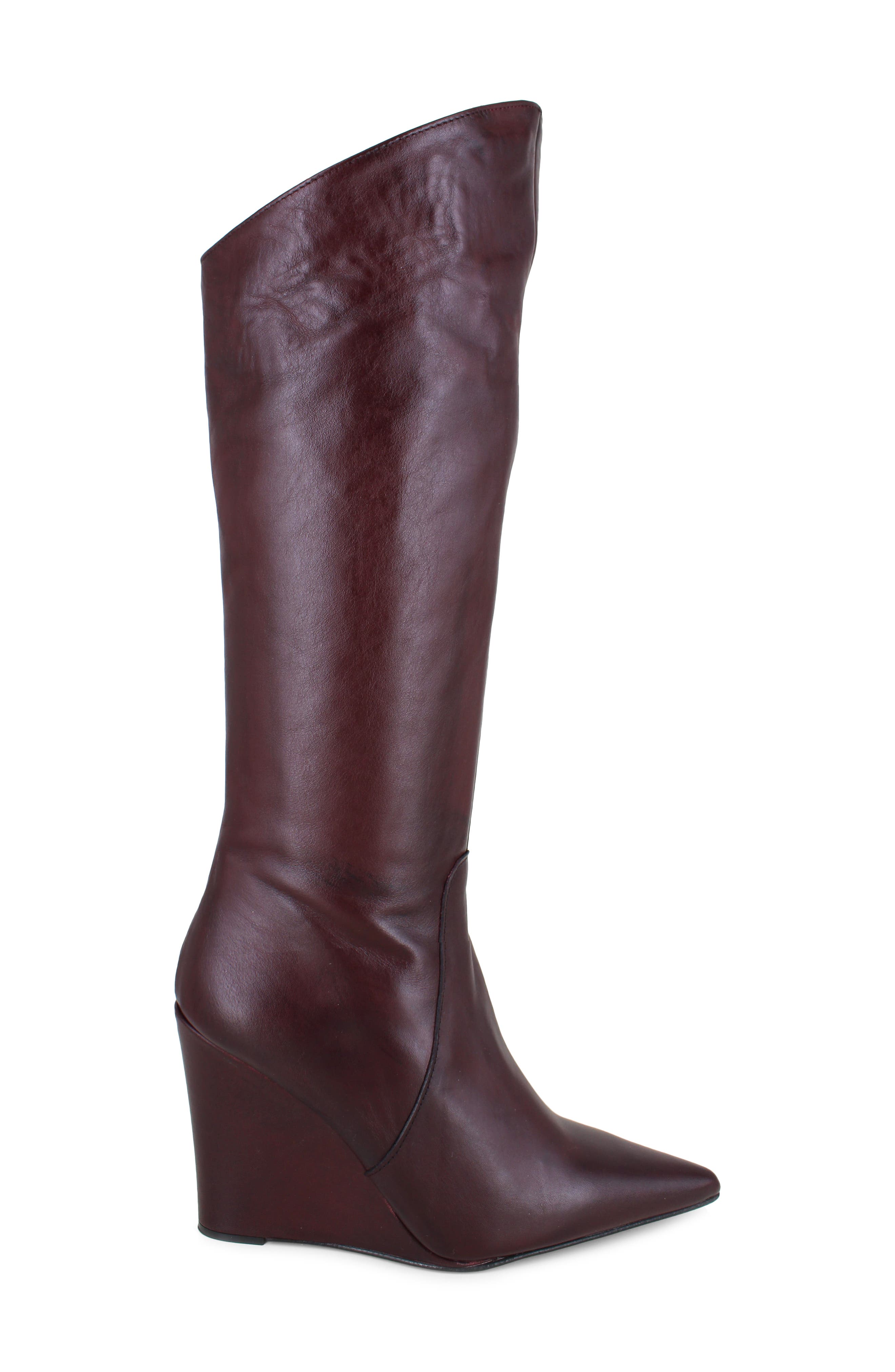 Karlin Pointed Toe Wedge Boot, Alternate, color, WINE LEATHER