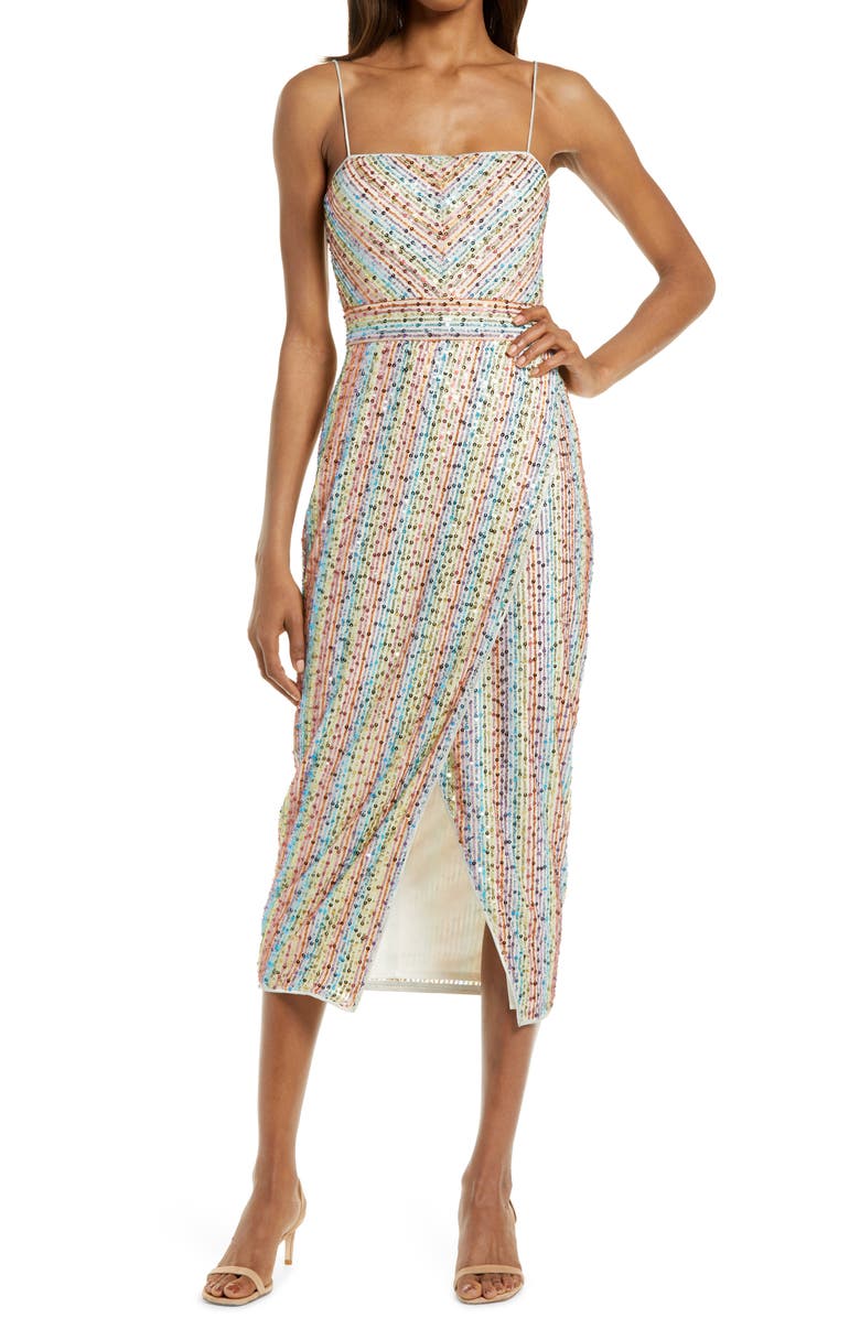 knee length dresses for ladies Rainbow Sequined Dress– Teuta Matoshi main image 1