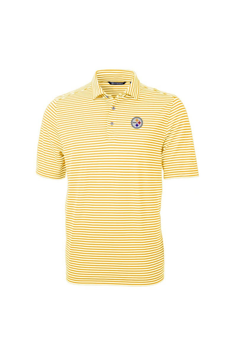 Cutter & Buck Men's Cutter & Buck Gold Pittsburgh Steelers Virtue Eco Pique Stripe Recycled Polo, Alternate, color, Gold