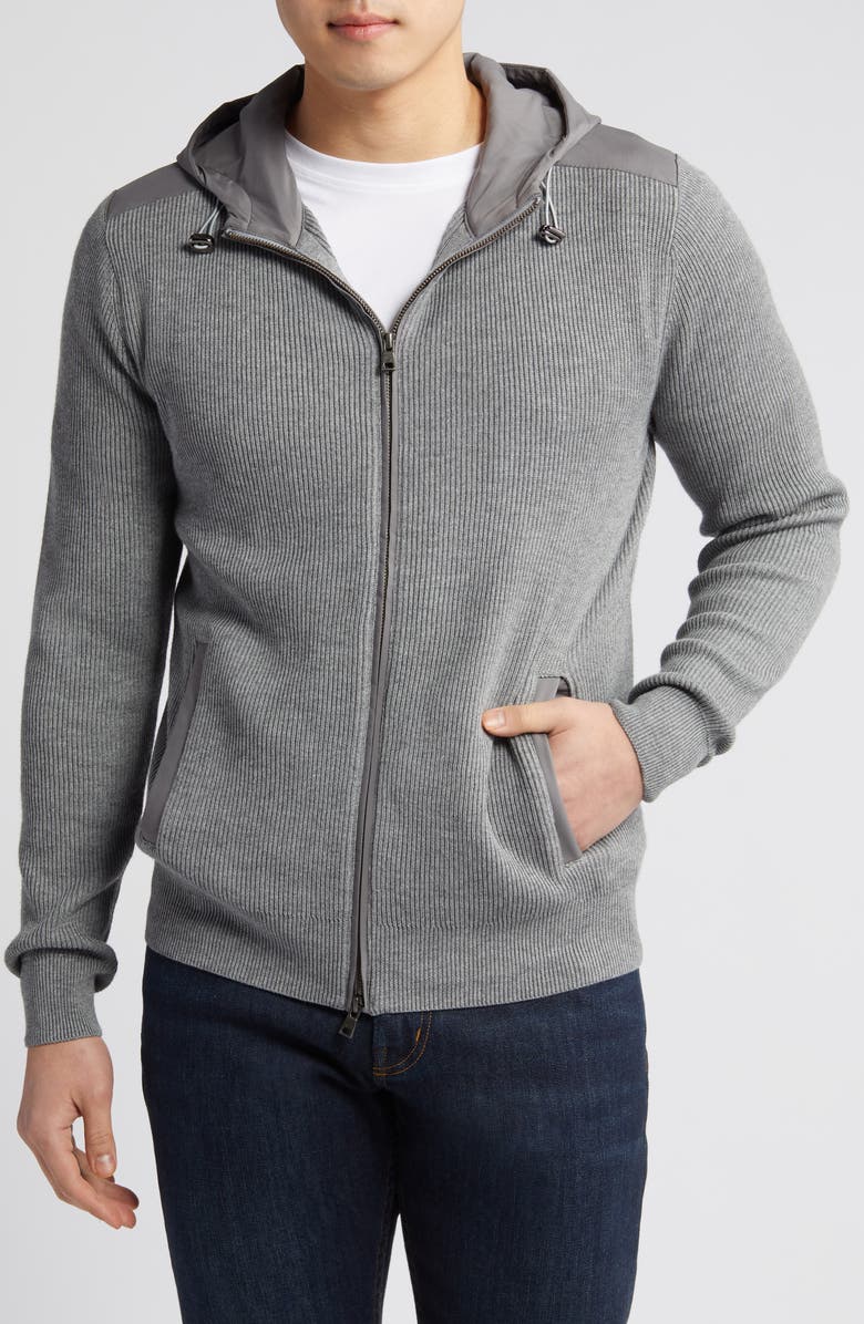 Peter Millar Crown Crafted Holdridge Cotton & Wool Hooded Cardigan, Alternate, color, 