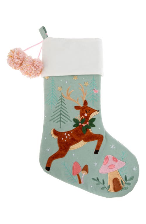 Stephen Joseph Embroidered Holiday Stocking in Blue Reindeer 