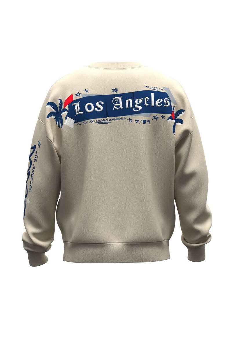 Women's Fanatics  Beige Los Angeles Dodgers Graffiti Fleece Sweatshirt, Alternate, color, Beige