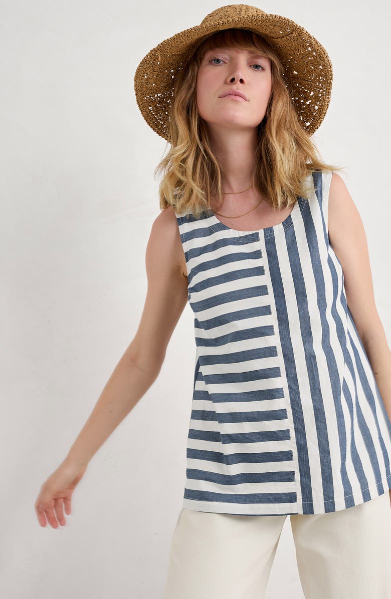 Seasalt Cornwall Sea Kissed Stripe Sleeveless Organic Cotton Swing Top, Alternate, color, Scallion Stripe Yacht