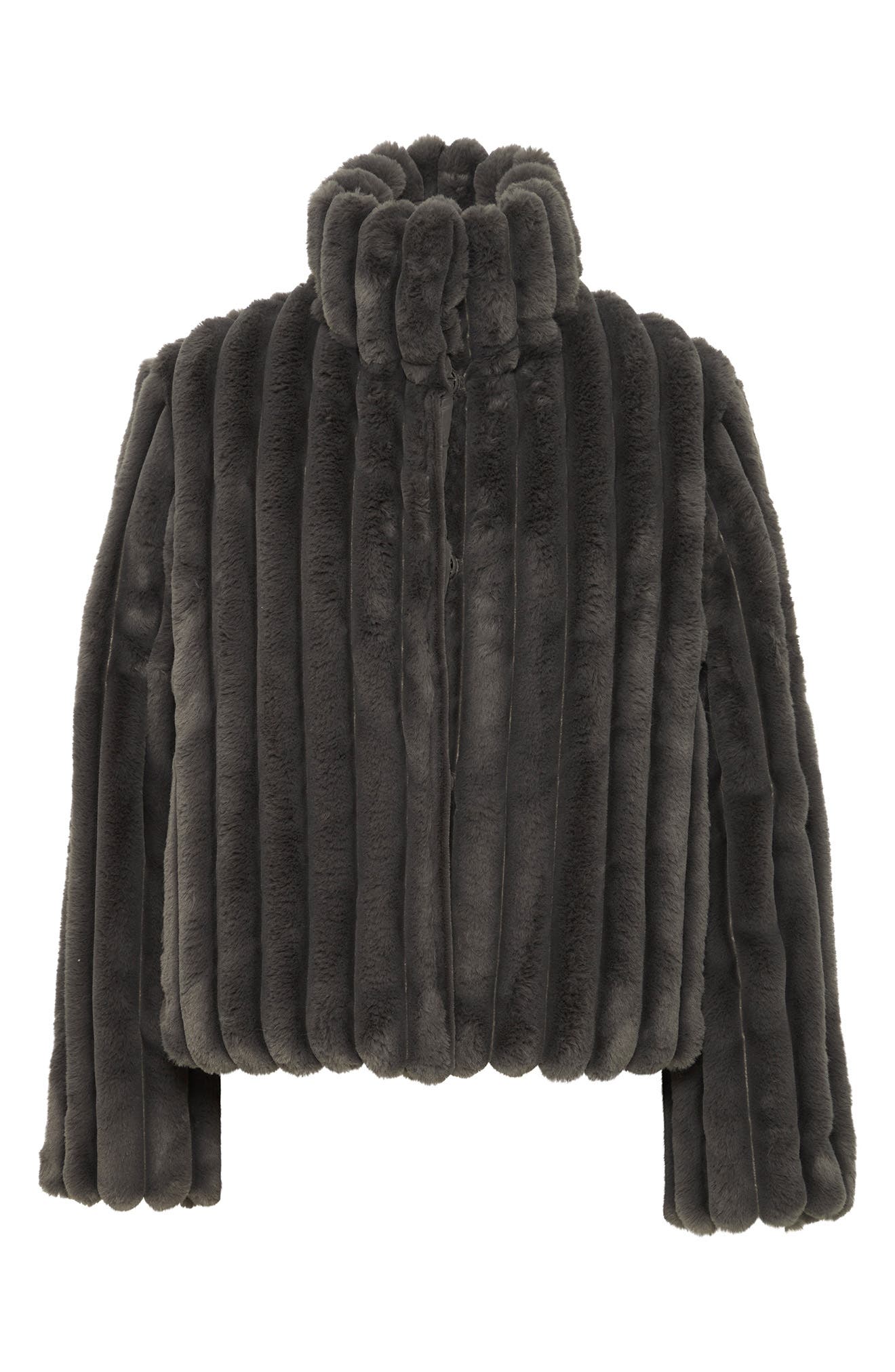 ICHI Rib Faux Fur Jacket