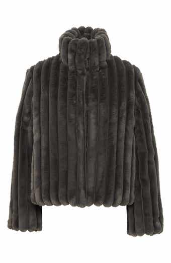 ICHI Rib Faux Fur Jacket