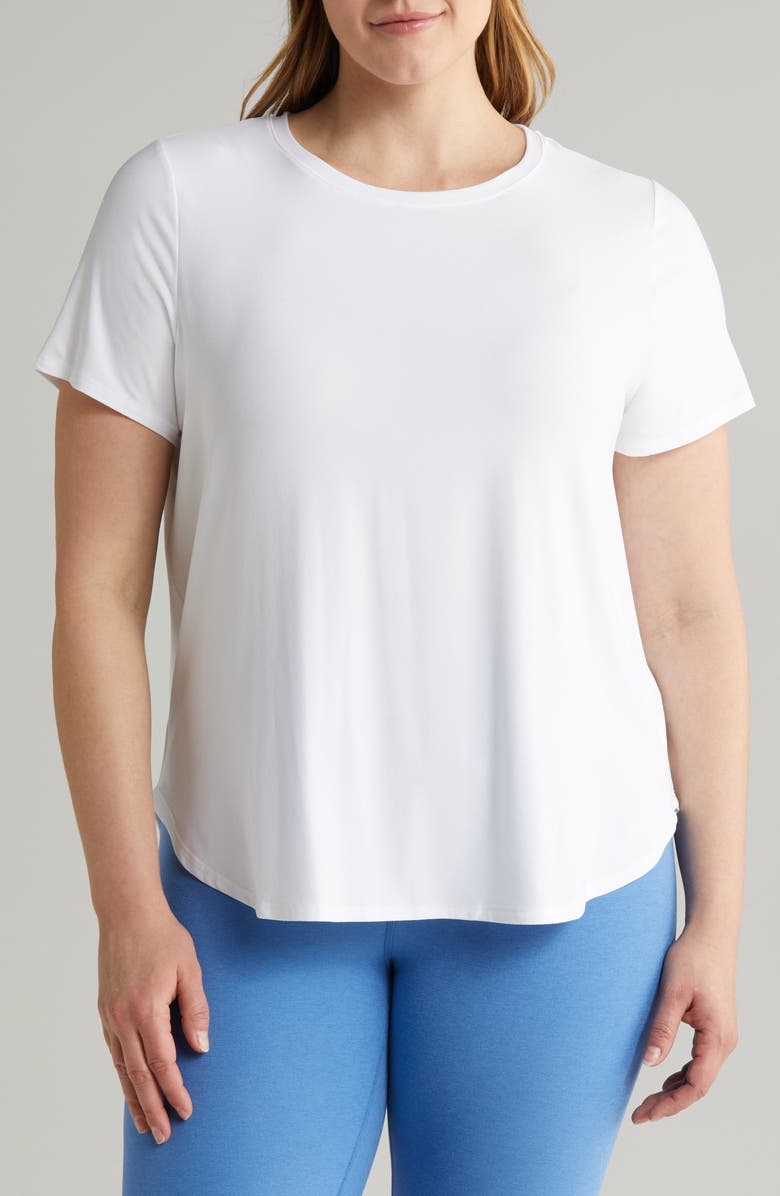 Beyond Yoga On the Down Low Jersey T-Shirt, Main, color, Cloud White