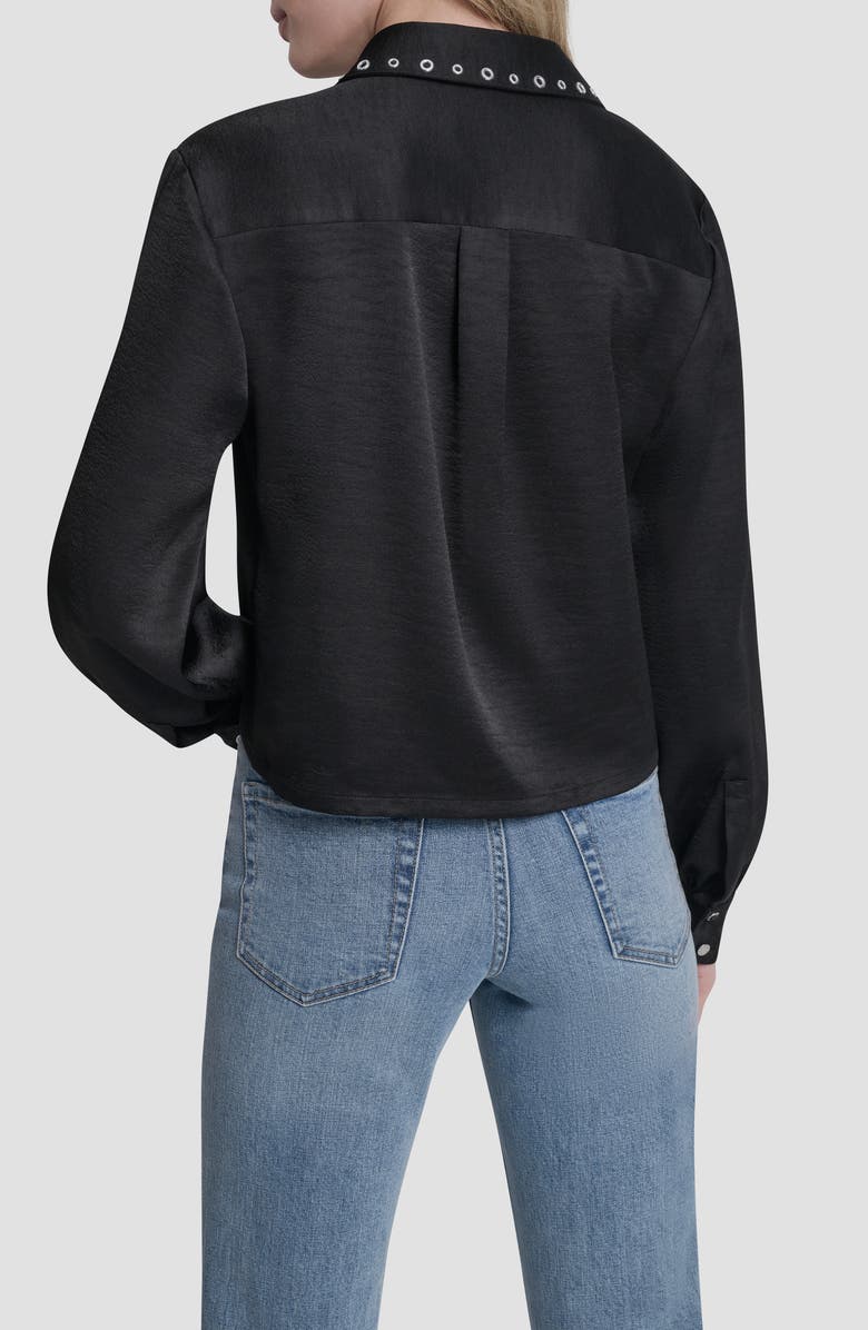 DKNY Grommet Collar Button-Up Shirt, Alternate, color, Black