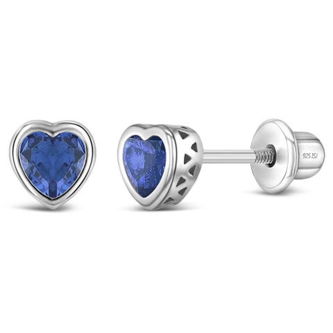 Cubic Zirconia Birthstone Heart Earrings