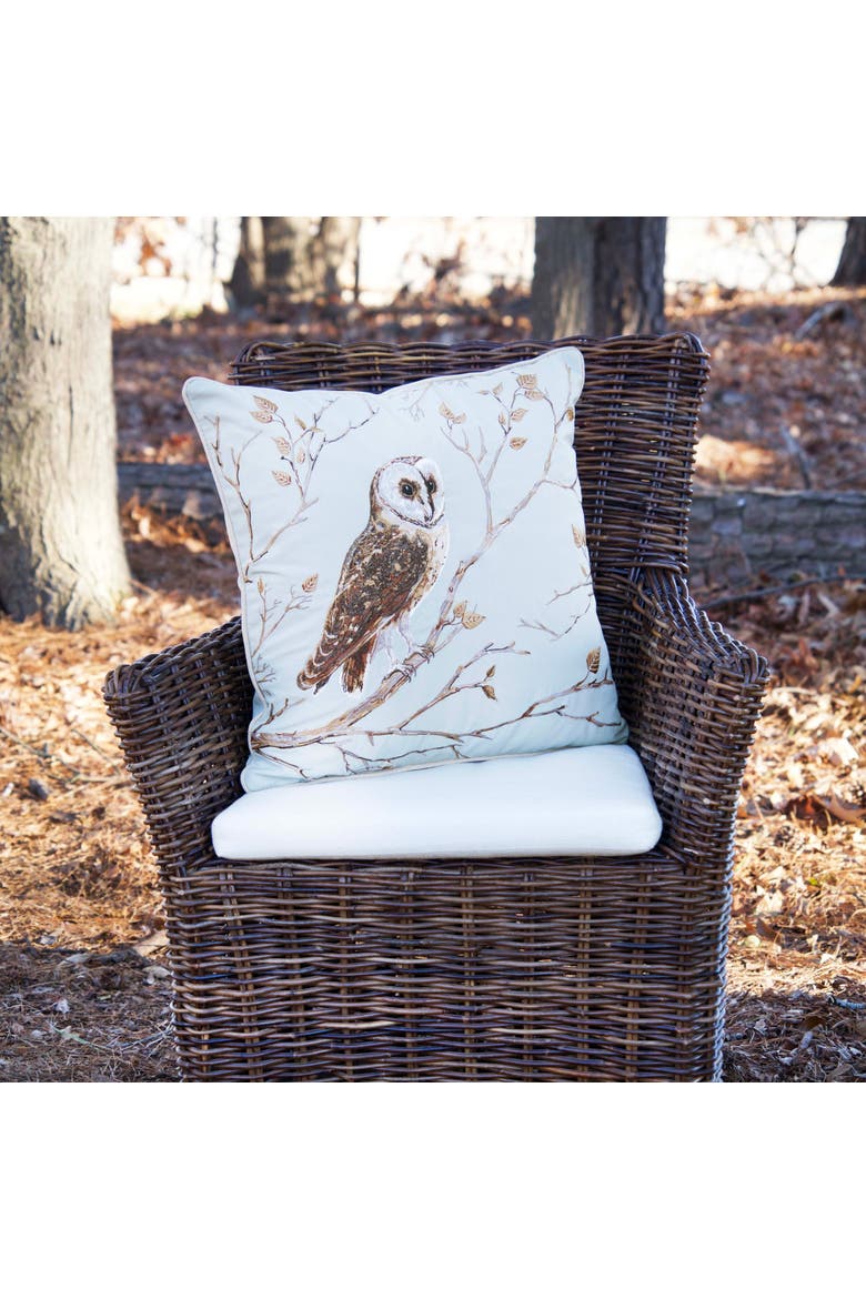 Barn Owl and Branches Indoor/Outdoor Pillow, Alternate, color, Brown