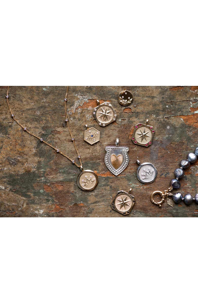 ELLIOT YOUNG 14K Yellow and White Gold Diamond Lotus Pendant Necklace, Alternate, color,