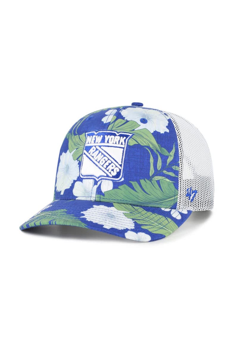 Men's '47  Royal/White New York Rangers Beach Side Adjustable Trucker Hat, Main, color, Royal