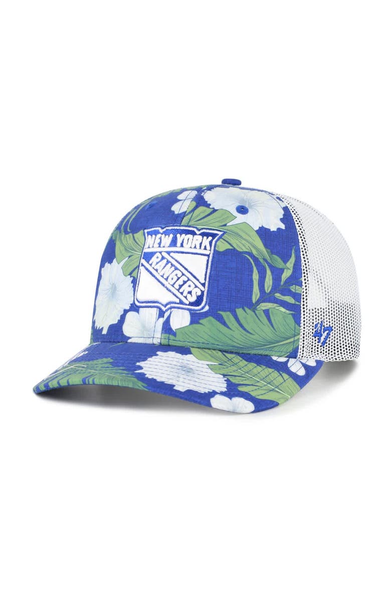 '47 Men's '47 Royal/White New York Rangers Beach Side Adjustable Trucker Hat, Main, color, Royal