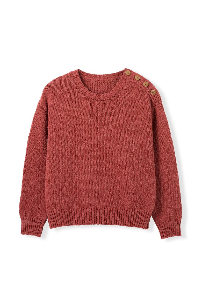 Slub Knit Button Detail Sweater, Alternate, color, Clay