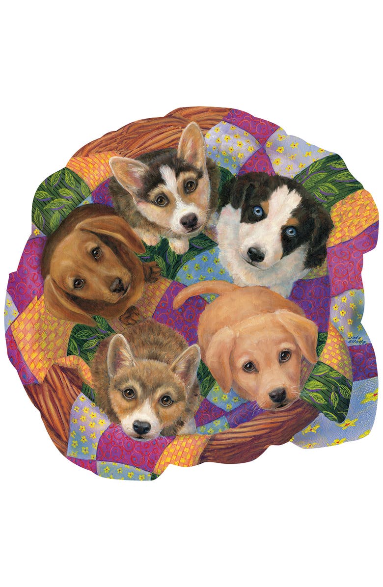 Sunsout Litter of Puppies 750 piece Jigsaw Puzzle for Adults Special Shape, Alternate, color, Multicolor