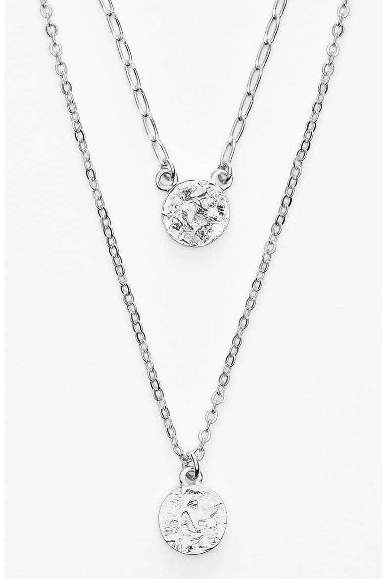 Three-Layer Disc Pendant Necklace, Alternate, color, SILVER