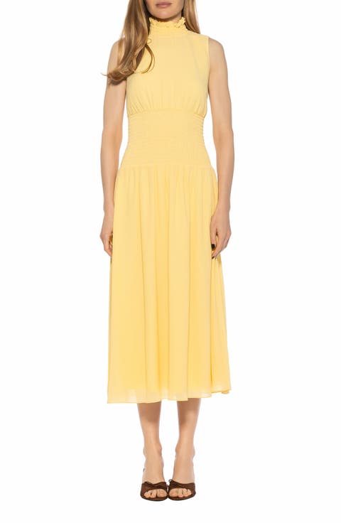Noor Smocked Neck Midi Dress