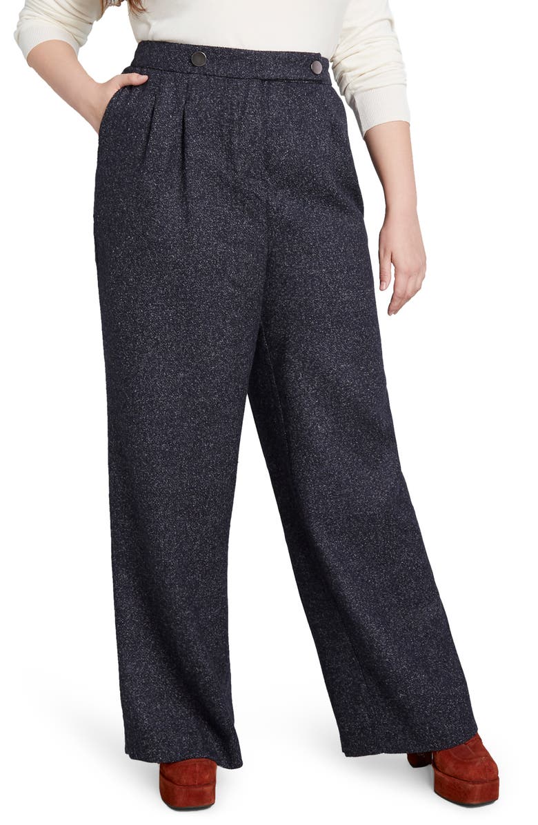ModCloth Wide Leg Tweed Pants, Alternate, color,