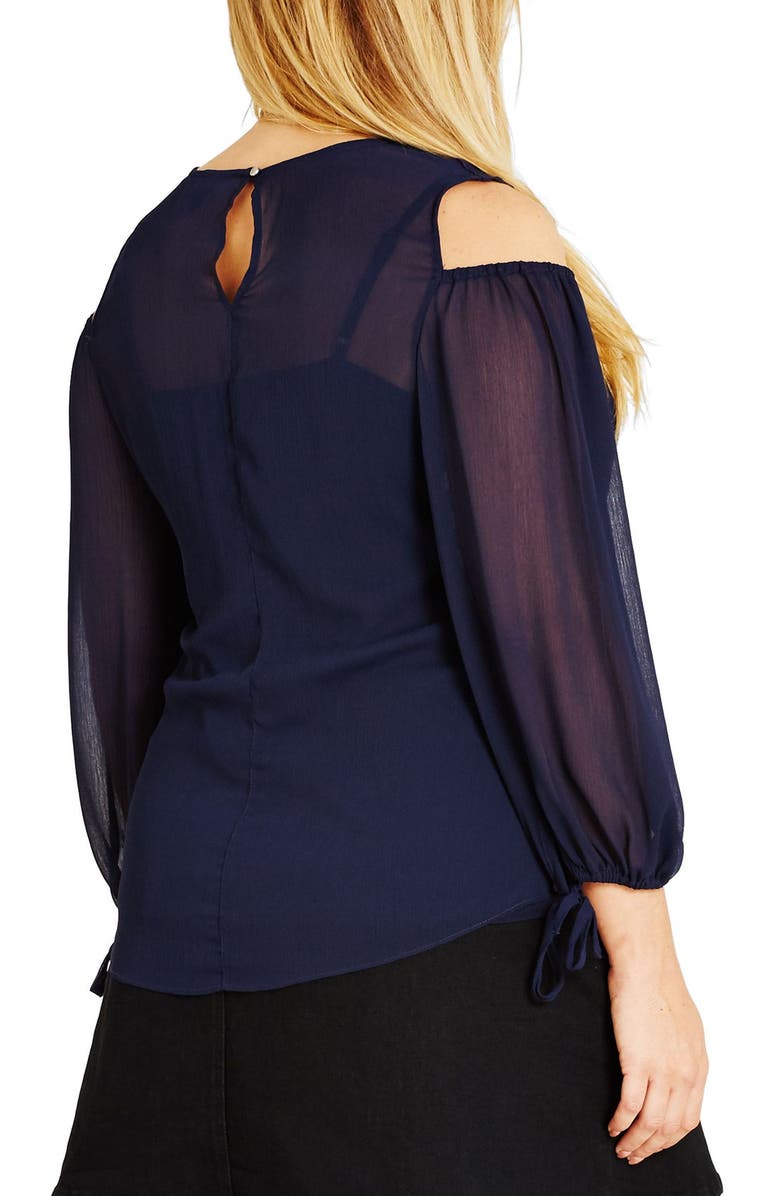 City Chic 'Romantic Motif' Cold Shoulder Top, Alternate, color, 