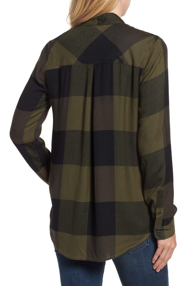 Plaid Button Down Shirt, Alternate, color, OLIVE MULTI