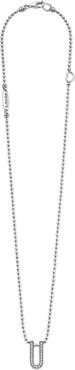 LAGOS Caviar Spark Small Linear Pavé Diamond Pendant Necklace