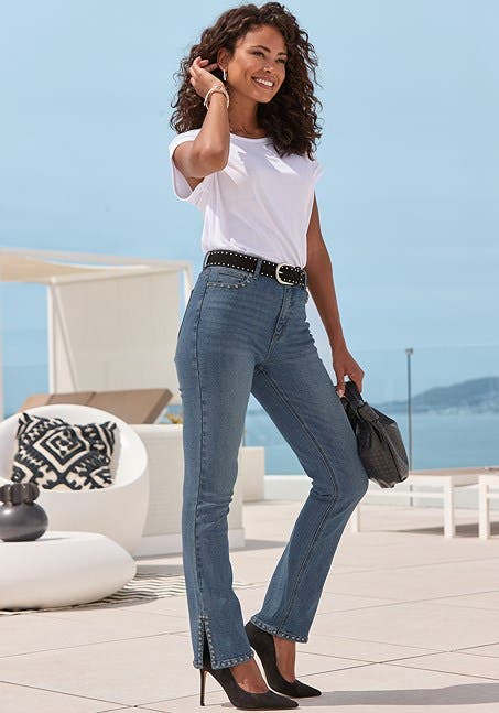 Women's Embellished Split Hem Jeans - image 4