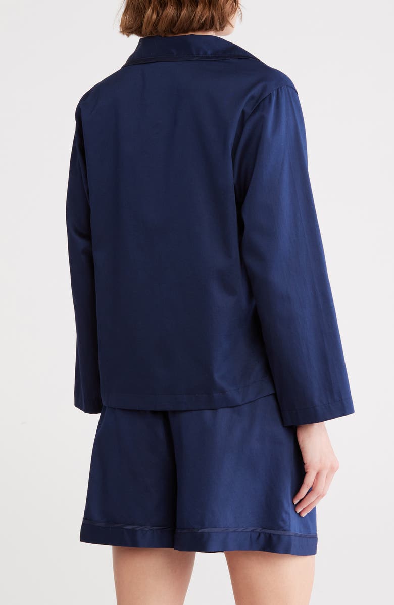 Natori Embroidered Cotton Sateen Pajamas, Alternate, color, Midnight Navy