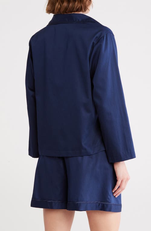 Natori Embroidered Cotton Sateen Pajamas In Blue