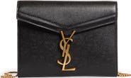 Saint Laurent Cassandra Leather Wallet on a Chain