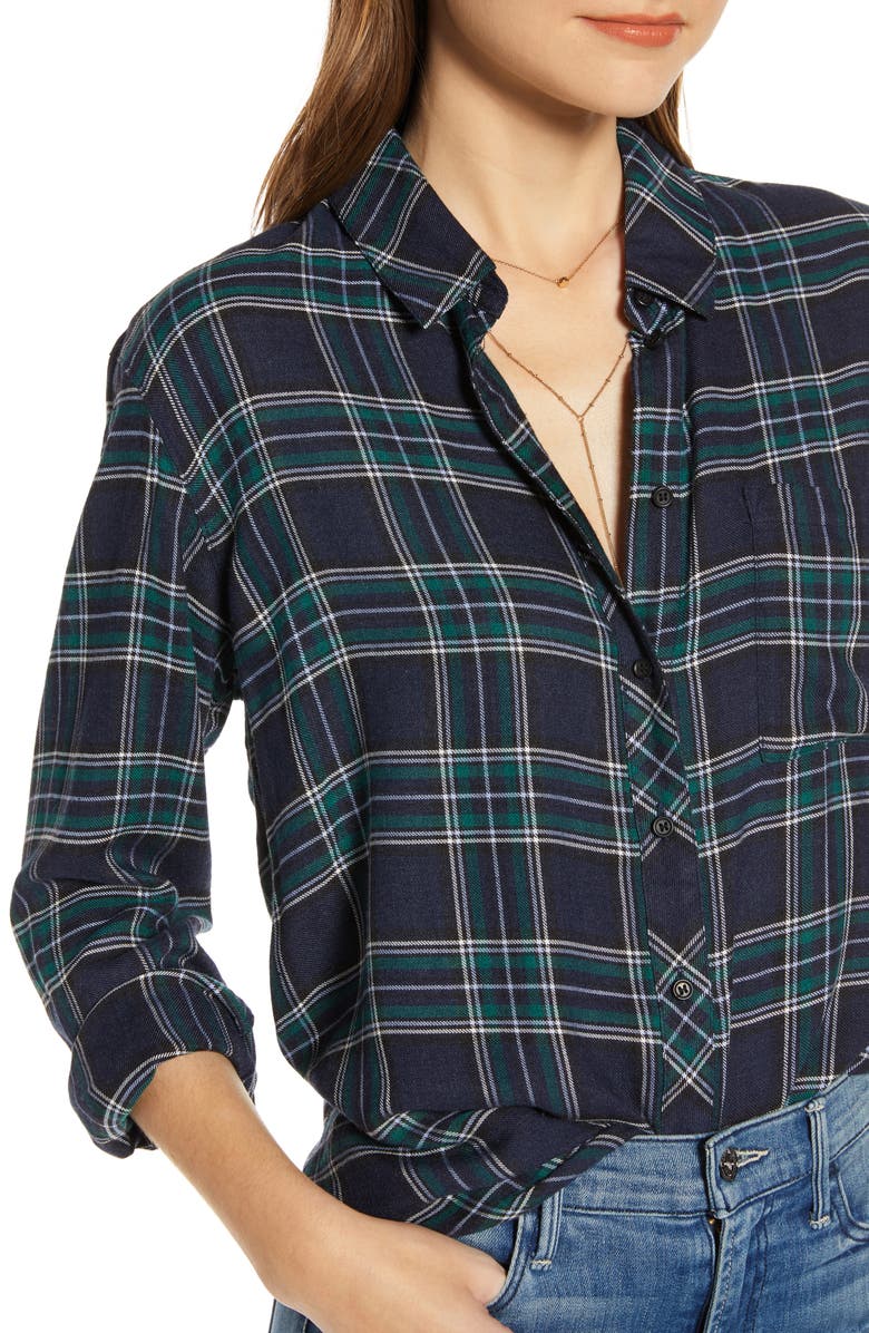 Treasure & Bond Plaid Boyfriend Shirt, Alternate, color, 