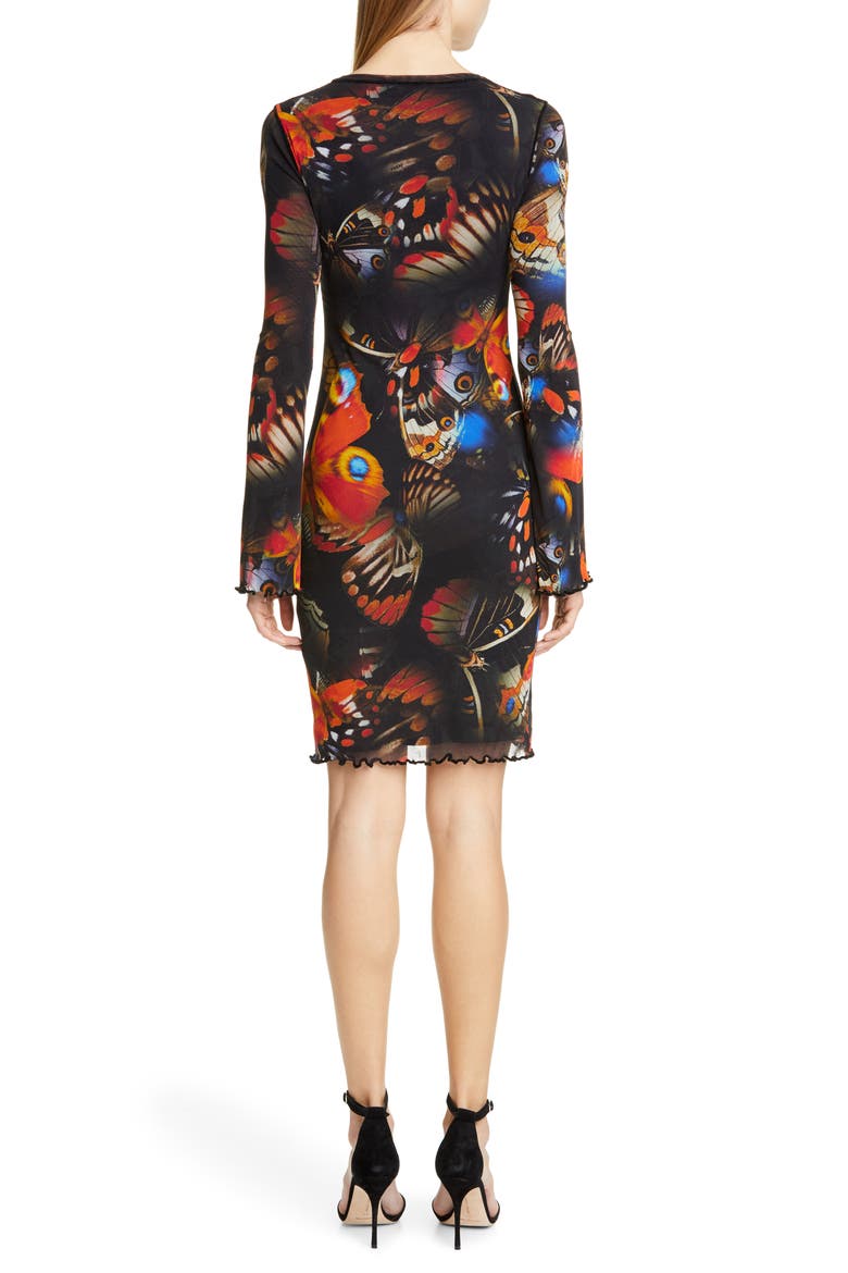 Butterfly Print Long Sleeve Dress, Alternate, color, ANGOSTURA