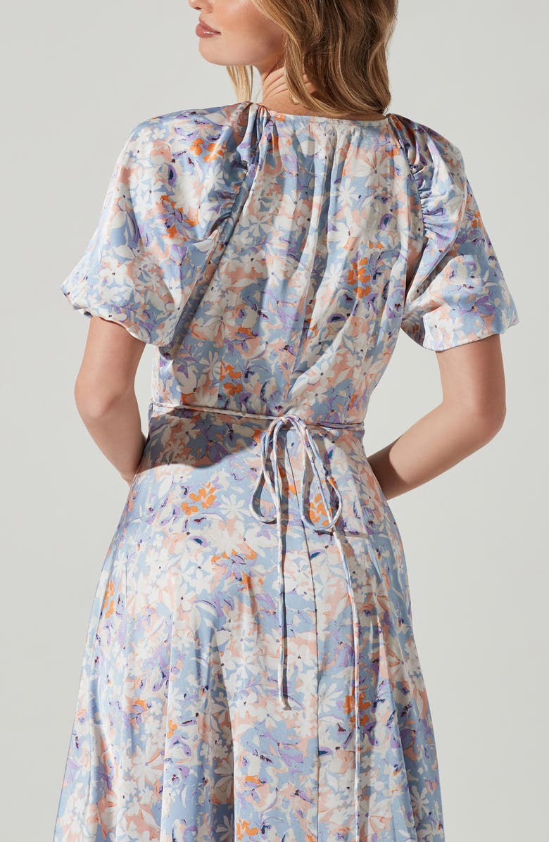 ASTR the Label Floral Puff Sleeve Wrap Dress, Alternate, color, 