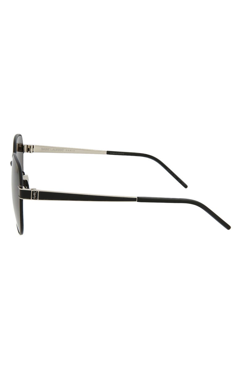 Saint Laurent 58mm Round Sunglasses, Alternate, color, Black Silver Black