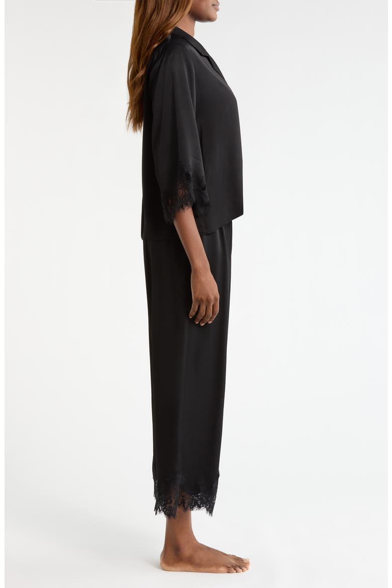 Midnight Lace Satin Pajamas, Alternate, color, BLACK