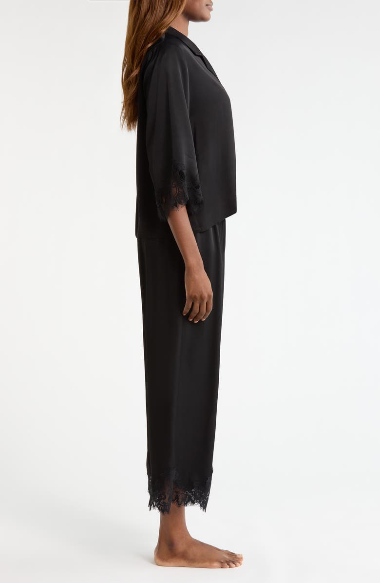 Nordstrom Midnight Lace Satin Pajamas, Alternate, color, Black