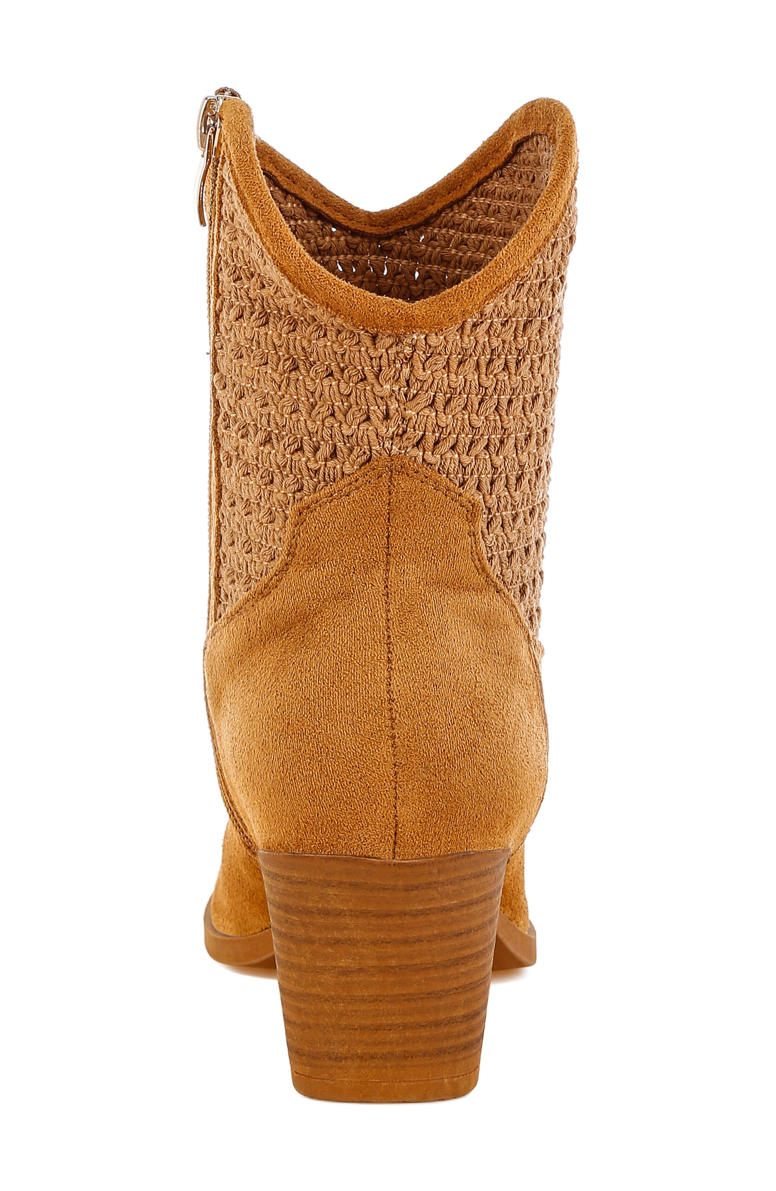 LONDON RAG Bimmy Crochet Trim Western Bootie, Alternate, color, Tan
