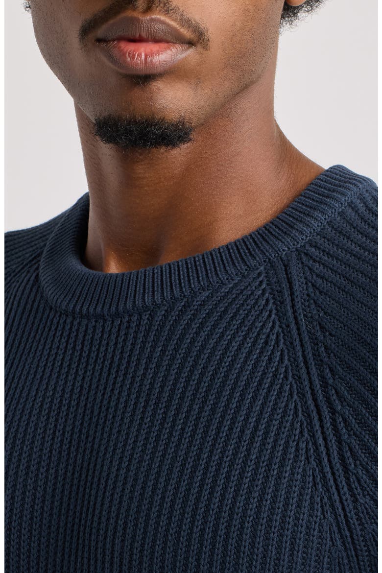 Washed Cotton Rib Crewneck Sweater, Alternate, color, NAVY
