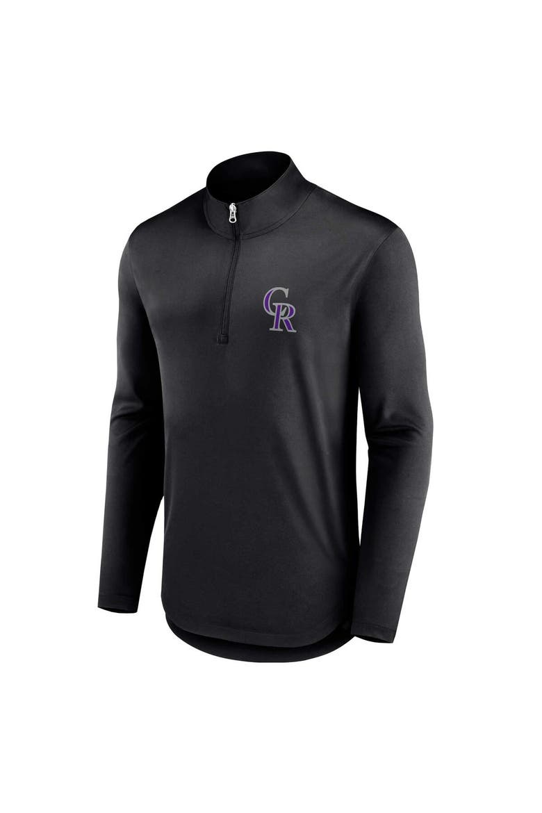 Men's Fanatics Branded Black Colorado Rockies Quarterback Quarter-Zip Top, Alternate, color, Black