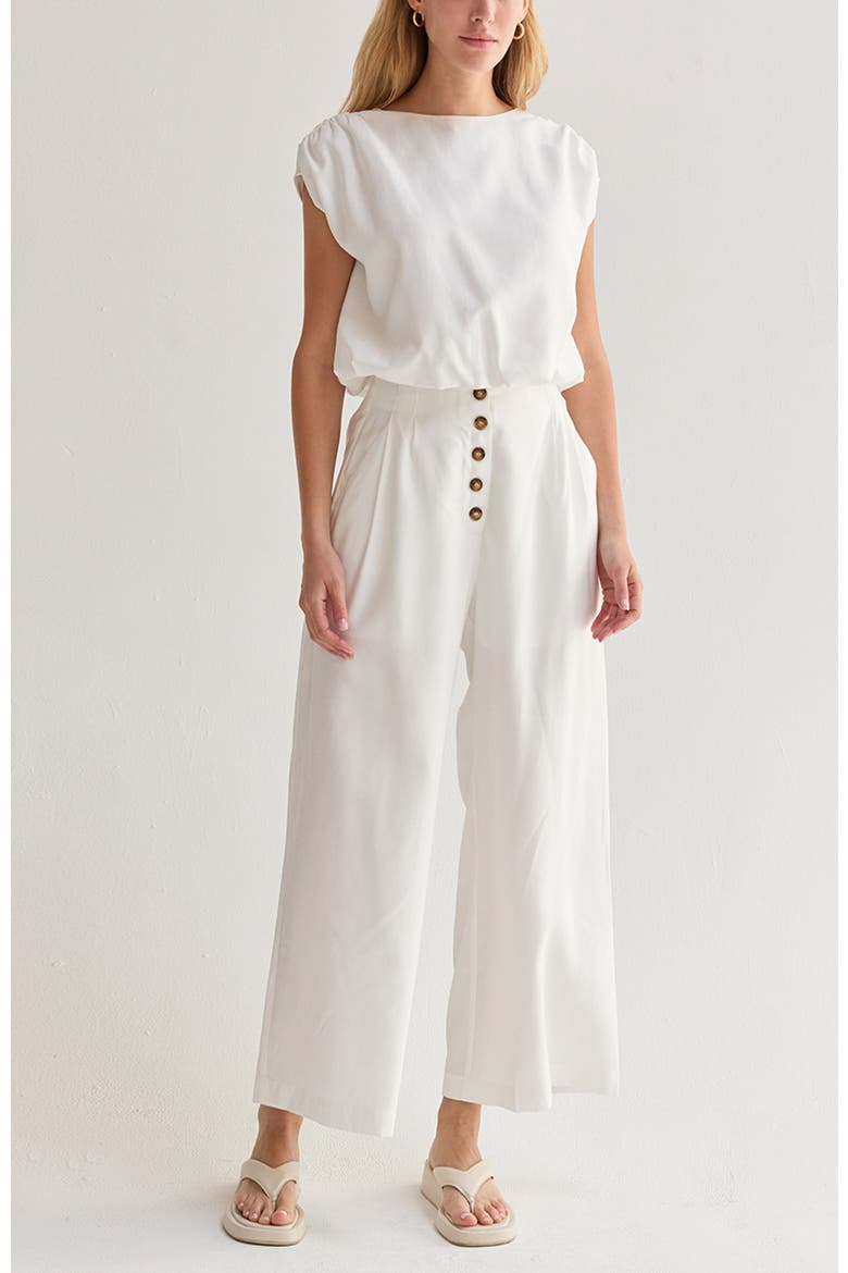 Cap Sleeve Bubble Hem Top, Alternate, color, Ivory