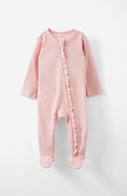 Cotton On Kids Organic Pointelle Ruffle Zip All In One