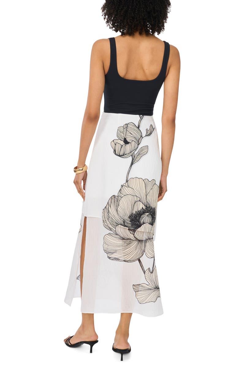 Vince Camuto Semisheer Printed Skirt, Alternate, color, Ultra White